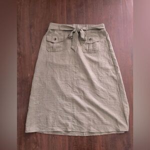 NYCC Olive Green Polyester Lightweight Women's Skirt Midi